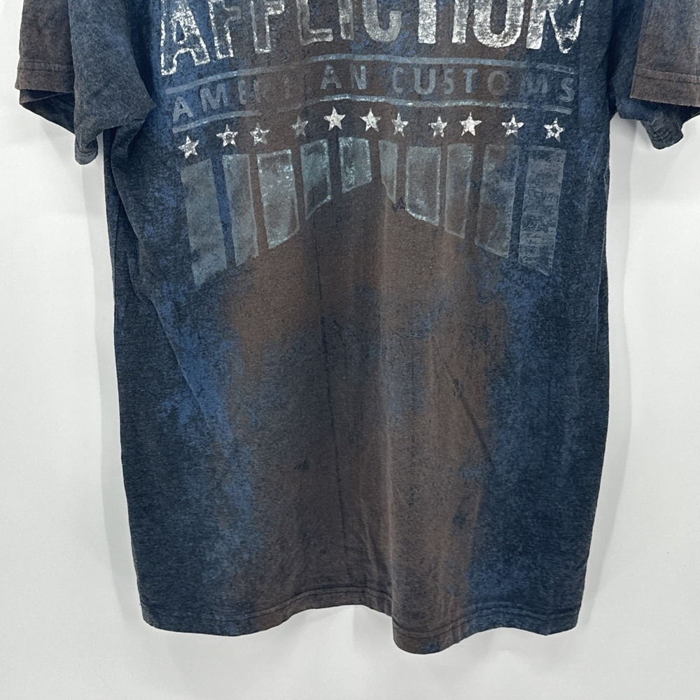 Affliction Shirt Mens Large Short Sleeve T Skull Biker Goth Y2K Emo‎ Patch MC L - Picture 6 of 9